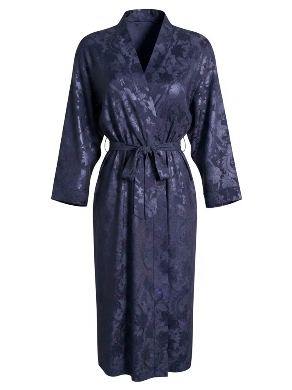 Victoria's Secret vintage Y2K Navy Floral Jacquard Kimono Robe